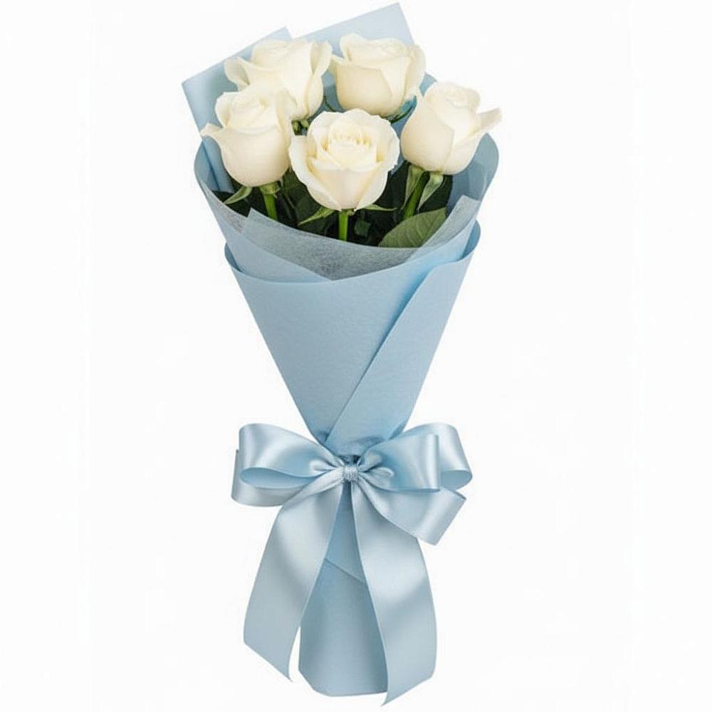Букет 5 Белых роз Проуд в Красновидово