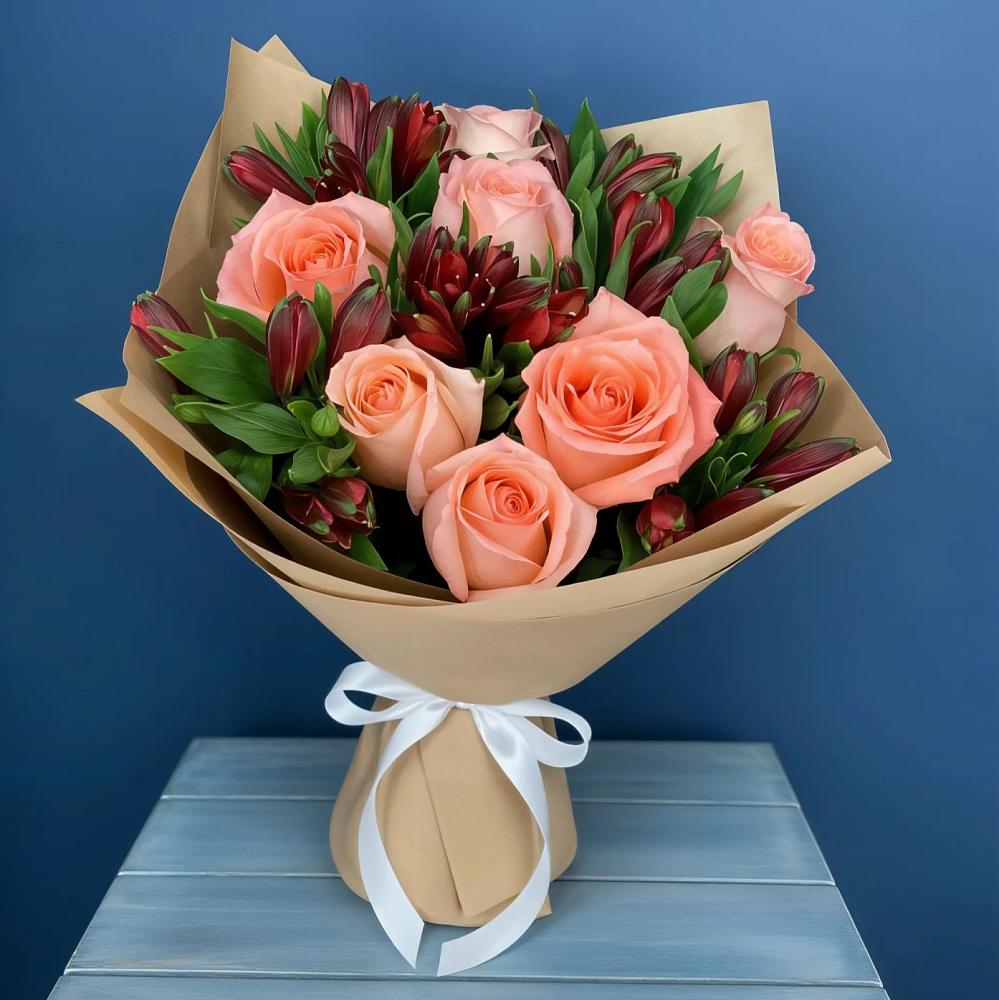 Букет цветов из: Розы и Альстромерии в Красновидово