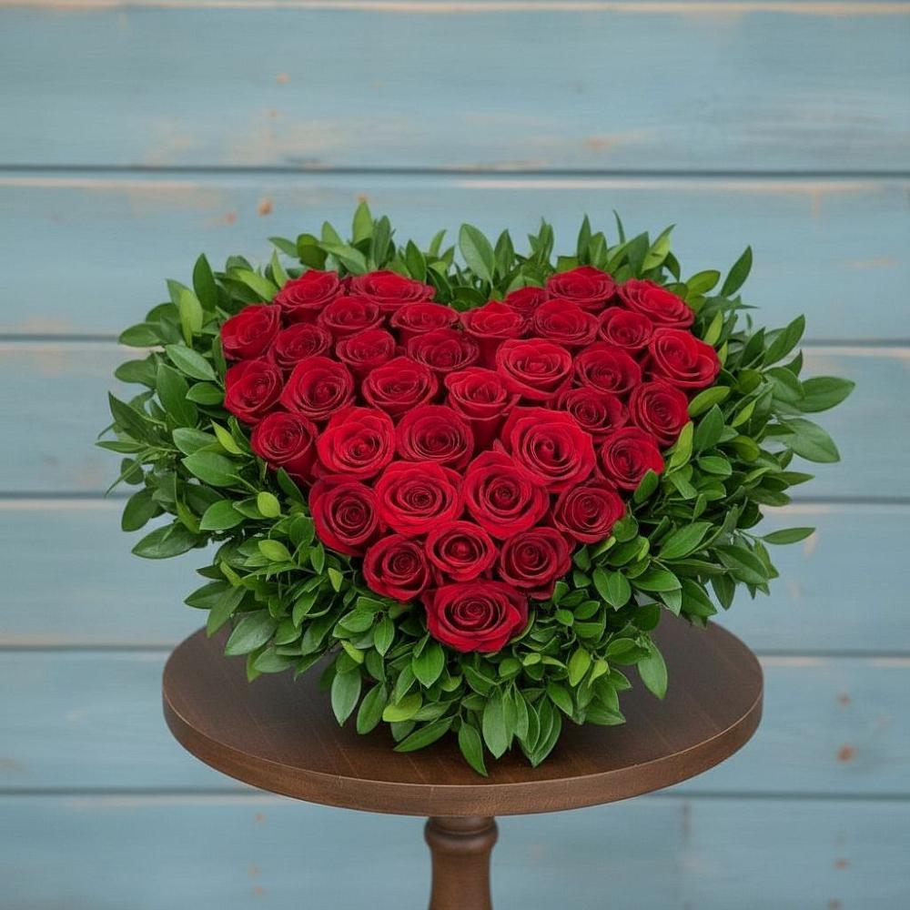 Цветочная композиция из Розы в виде сердца в Красновидово