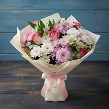 Букет цветов из:  Хризантемы, Альстромерии и Розы в Красновидово