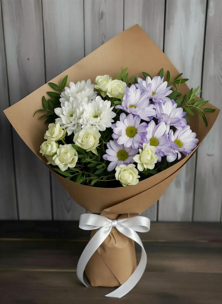 Букет цветов из: Хризантемы и Розы в Красновидово